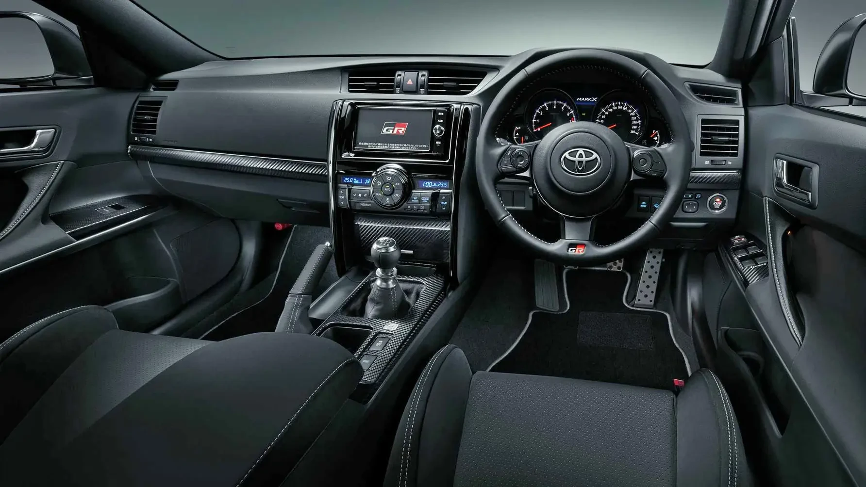 An image of the Mark X steering wheel and dashboard